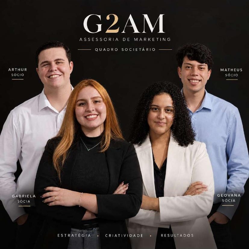 Sócios da G2AM: Arthur, Gabriela, Geovana e Matheus